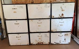 lot 2036 image: 9 Stackable Metal Storage Drawers - Each Drawer Measures 24 x 30 x 15 - Bring Help to Load