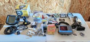 lot 2056 image: Fishing - Hummingbird Fish Finder 535, Like New - Lowrance Fish Finder for Parts only - Teleflex Speedometer - Water Temp Gauge - Deck Mount Rod Holder and more - See Pictures