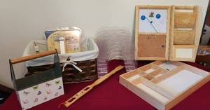lot 2065 image: Office Items - Flat Panel TV Wall Mount - Tin Holder - Drawer & Desk Organizers - Lined Basket