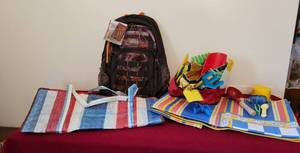 lot 2070 image: Timber Ridge BoyGirl Back Pack (new) - Play Mat 36x58 - Sand & Garden Toys - Large Heavy Plastic Zip Bag