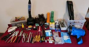 lot 2072 image: Misc Tools to carry for Emergencies Tote Box Included