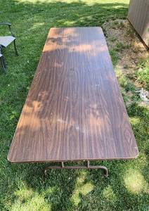 lot 503 image: 8ft Heavy Duty Table with Folding Metal Legs