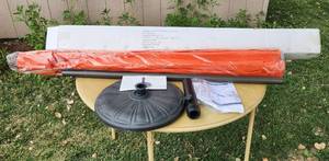 lot 504 image: Patio Umbrella and Stand and Round Card Table