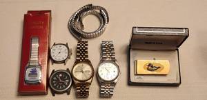 lot 541 image: Colibri Hand Painted Money Clip and Various Watches