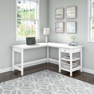  Edenbrook Industrial Wood Top -Perfect for Office, Home School,  and Organization -Dorm Room Essentials Metal Desk, White : Home & Kitchen