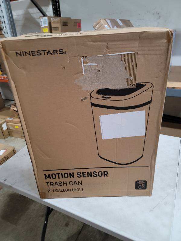 NINESTARS 80L Silver Motion Sensor Trash Can