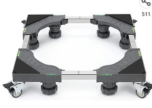 lot 53842 image: Washing Machine Base Stand with 4 Locking Wheels & 8 Strong Feet, Mini Fridge Stand Adjustable Flat Dolly Cart Mobile Base for Washer, Dryer, Refrigerator, Furniture and Appliance, Item May Vary From Stock Photo