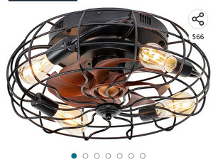 lot 53843 image: 16 Caged Ceiling Fan With Remote, Brand Unknown