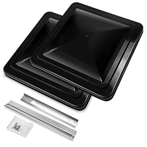 lot 53859 image: LBK 14 Universal RV, Trailer, Camper, Motorhome (Black 2 Pack) Roof Vent Cover - Vent Lid Replacement , Made In USA