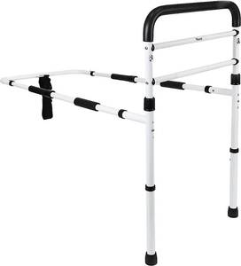 lot 53880 image: Vaunn Medical Adjustable Bed Assist Rail Handle and Hand Guard Grab Bar, Bedside Safety and Stability (Tool-Free Assembly), WhiteBlack
