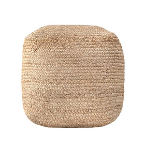 lot 53886 image: Natural Jute Braided Pouf 14 H x 18 W x 18 D