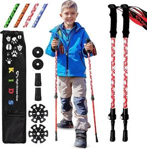 lot 53889 image: Kids Hiking Poles, Adjustable Telescopic Trekking Poles for Children, Includes 2 Walking Sticks, Carrier Bag and Accessories All Designed for Boys and Girls