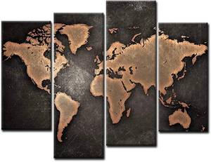 lot 53896 image: General World Map Black Background Wall Art Painting Pictures Print On Canvas Art The Picture For Home Modern Decoration
