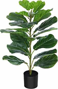 lot 53898 image: CROSOFMI 30 Artificial Fiddle Leaf Fig TreeFake Ficus Lyrata Plant with 21 Leaves Faux Plants in Pot for Indoor House Home Office Modern Decoration