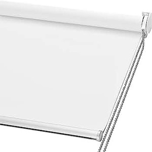 lot 53902 image: ChrisDowa 100% Blackout Roller Shade, Window Blind with Thermal Insulated, UV Protection Fabric, Total Blackout Roller Blind for Office and Home, Easy to Install, White, 55 W x 72 H