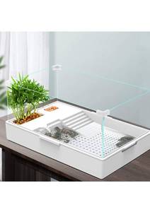 lot 53932 image: AMOSIJOY Glass Turtle Tank Aquarium, Small, (Used)