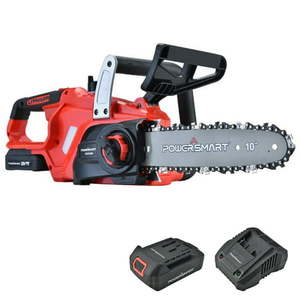 lot 53953 image: PowerSmart PS76120A 10 inch 20 V Cordless Chain Saw, (Used, Charger Powers On)