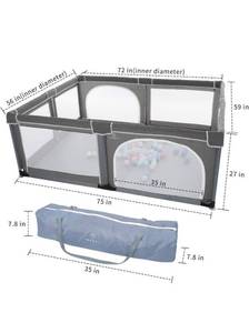 lot 53962 image: YOBEST Baby Playpen, Extra Large, Gray