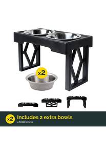 lot 53974 image: Pet Zone Designer Diner Bundle Adjustable Elevated Dog Bowls, 3 Heights, 2.75, 8, &amp 12