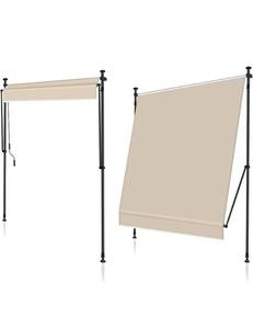 lot 53977 image: JEKITO Manual Retractable Awning 78 Non-Screw Outdoor Sunshade, Adjustable, Black, (Color Differs From Stock Photo)