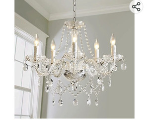 lot 53983 image: Saint Mossi Modern Contemporary Elegant K9 Crystal Glass Chandelier Pendant Ceiling Lighting Fixture - 5 Lights