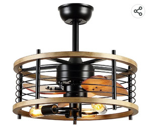 lot 53985 image: Dannilong Wood Farmhouse Ceiling Fan