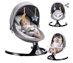 lot 53988 image: Baby Swing for Infants, 5 Speed Electric Bluetooth Baby Rocker