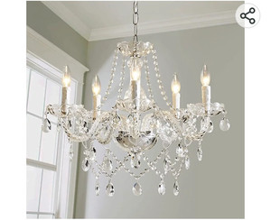 lot 54001 image: Saint Mossi Modern Contemporary Elegant K9 Crystal Glass Chandelier, 5 Light