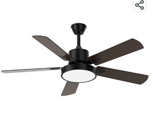lot 54003 image: Black Ceiling Fan with Light Function and Reversible Motor