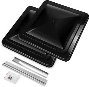 lot 54013 image: LBK 14 Universal RV, Trailer, Camper, Motorhome (Black 2 Pack) Roof Vent Cover - Vent Lid Replacement , Made In USA