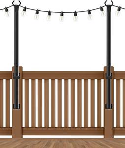 lot 54027 image: Beizelte 2 Pack, 4 Ft Hanging for String Light Poles with Fixing Clips and Suspended Base, Freestanding Outdoor Light Poles for Deck Bistro