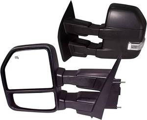 lot 54029 image: AERDM New Pair towing mirror Black Housing fit for 2015, 2016, 2017, 2018 Ford F150 Pickup Truck Towing Mirrors wTurn Signal, Auxiliary Lamp