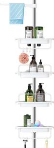 lot 54032 image: ALLZONE Rustproof Shower Caddy Corner for Bathroom,Bathtub Storage Organizer for Shampoo Accessories,4 Tier Adjustable Shelves with Tension Pole, 56 to 114 Inch, white