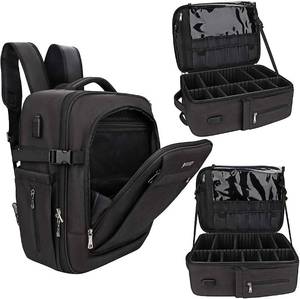 lot 54035 image: Relavel Makeup Backpack Large Makeup Case for Makeup Artist Cosmetic Storage Organizer for Women Waterproof Travel Bag Black