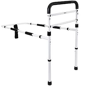 lot 54041 image: Vaunn Medical Adjustable Bed Assist Rail Handle and Hand Guard Grab Bar, Bedside Safety and Stability (Tool-Free Assembly), WhiteBlack (B06ZZVW94J)
