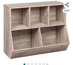 lot 54056 image: HOOBRO Kids Bookshelf, Bookcase Footboard, Toy Storage Cubby, Childrens Toy Shelf, Toy Storage Cabinet, Suitable for Childrens Room, Playroom, Hallway, Kindergarten, School, Greige BG32CW01
