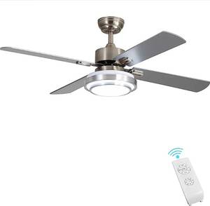 lot 54067 image: FINXIN Indoor Ceiling Fan Light Fixtures Remote LED 52 Brushed Nickel Ceiling Fans For Bedroom, Living Room, Dining Room Including Motor, Remote Switch