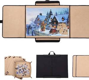 lot 54072 image: Portable Jigsaw Puzzle Board, 1000 Pieces Puzzle Table with 4 Sorting Trays, Foldable Puzzle Mat with Non-Slip Surface, Jigsaw Puzzle Case, Puzzle Storage, Puzzle Saver