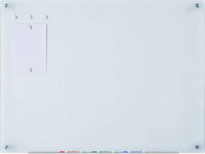 lot 54075 image: Magnetic White Glass Dry-Erase Board Set - Includes Board, Magnets, and Marker Tray, 35 12 x 47 14 in