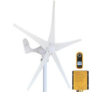 lot 54077 image: Pikasola Wind Turbine Generator Kit 400W 12V with 5 Blade, Wind Generator Kit with Charge Controller, Wind Power Generator for Marine, RV, Home, Windmill Generator Suit for Hybrid Solar Wind System