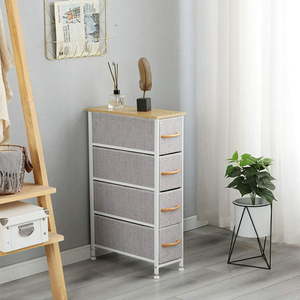 lot 54082 image: Somdot Dresser Narrow Storage Tower with 4 Drawers for Bedroom Office Laundry Closet Entryway Hallway Nursery Room, Gray