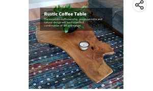 lot 54095 image: Natural Wood Coffee Table, 32 x 23 inches