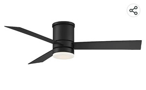 lot 54096 image: Axis Smart Indoor and Outdoor 3-Blade Flush Mount Ceiling Fan, 52in, Matte Black