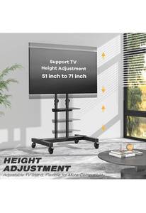 lot 54119 image: Mobile TV Stand Rolling TV Cart Floor Stand with Mount on Lockable Wheels, Height Adjustable, (Used)