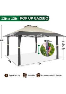 lot 54138 image: MEWAY Upgraded Pop Up Gazebo, 13 x 13, Gray