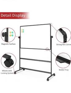 lot 54140 image: VIZ-PRO Double-Sided Mobile Whiteboard, Black, 36 x 48, (Dented)