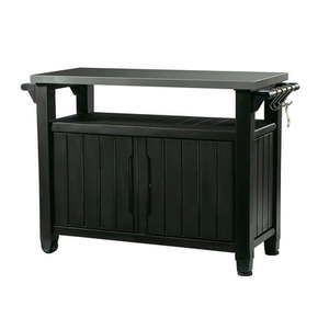 lot 47003 image: Keter Unity XL Resin Serving Station All-Weather Plastic and Metal Grill Storage and Prep Table Graphite-Retail-$199.98