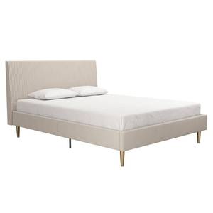 lot 47021 image: Queen Daphne Upholstered Bed with Headboard and Modern Platform Frame White Velvet - Mr. Kate-Retail-$358.00
