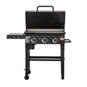 lot 47029 image: Char-Griller 8428 Flat Iron 3 Burner Outdoor Griddle Gas Grill with Lid, Black (B09PNTWCFV)-Retail-$299.00
