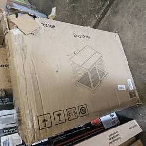 lot 47033 image: Large Wooden Dog Crate - Brushed Grey